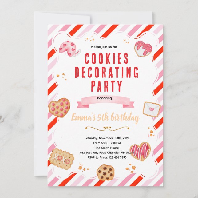 Convite Valentine Cookie Decorating Party Invitation (Frente)