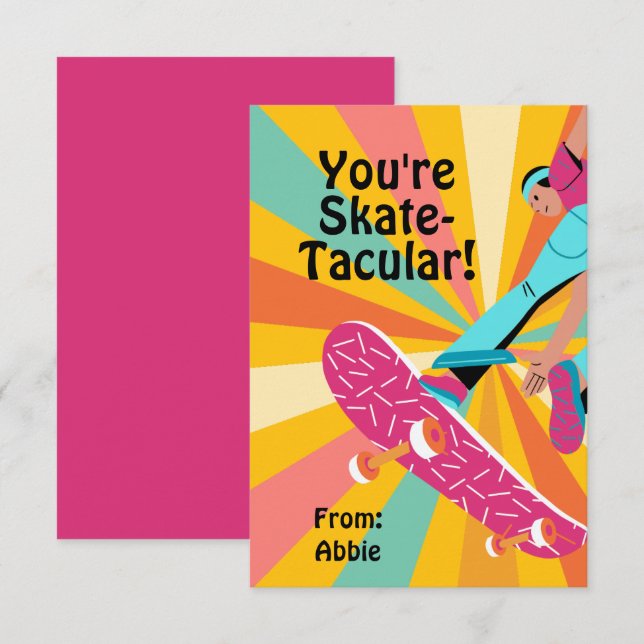 Convite Valentine de Skate Retro (Frente/Verso)