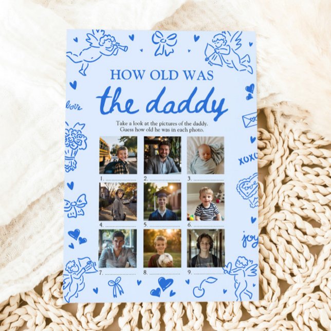 Convite Valentine Hand Drawn How Old Was The Daddy Game (Valentine Hand Drawn How Old Was The Daddy Game)