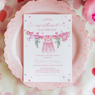 Convite Valentine’s Baby Shower Invitation, Pink Heart