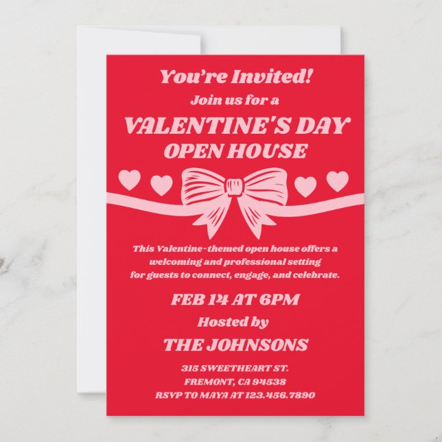 Convite Valentine’s Day Open House (Frente)