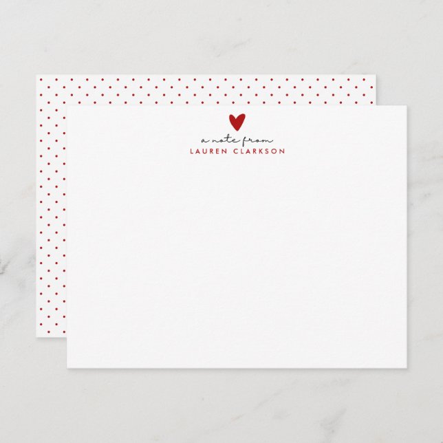 Convite Valentine’s Day Red Heart stationery Note Card (Frente/Verso)