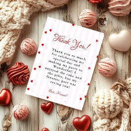 Convite Valentine Sweatheart birthday Thank You card