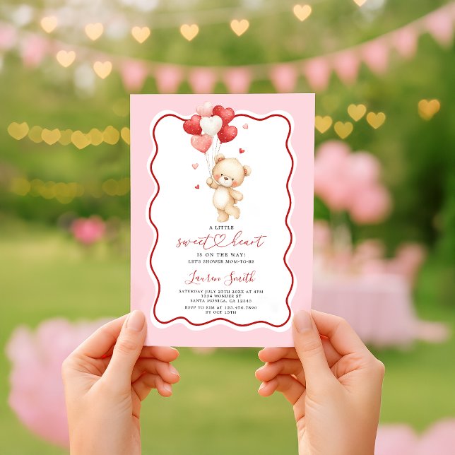 Convite Valentine Sweetheart Teddy Bear Baby Shower (Criador carregado)