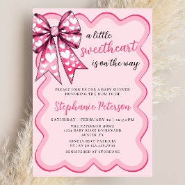 Convite Valentine's Day Coquette Pink Bow Baby Shower