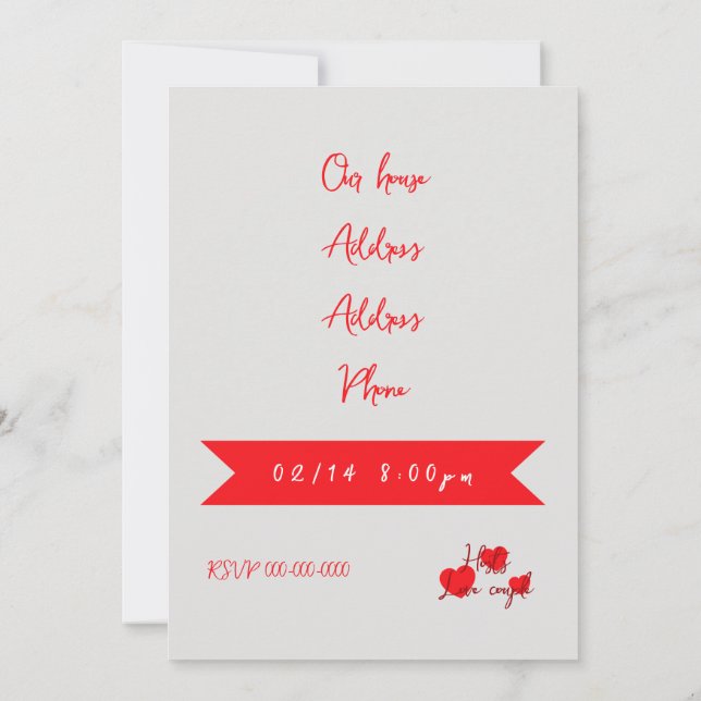 Convite Valentines day Invitation (Verso)
