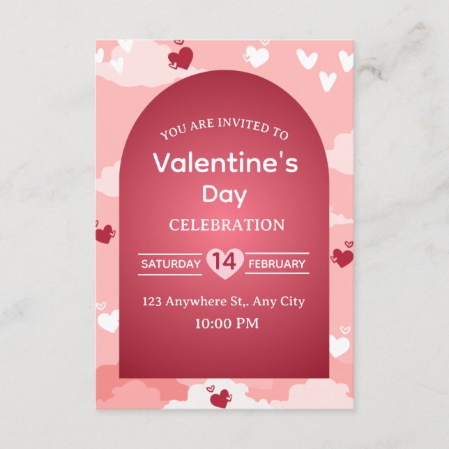 Convite Valentine's Day Invitation Card (Frente)