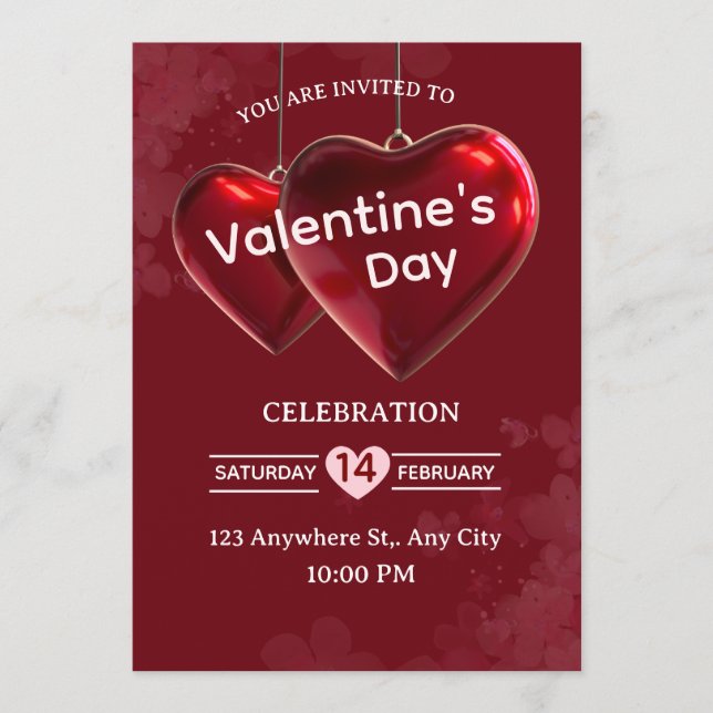 Convite Valentine's Day Invitation Card (Frente)
