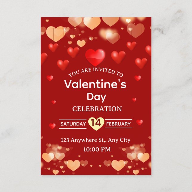 Convite Valentine's Day Invitation Card (Frente)