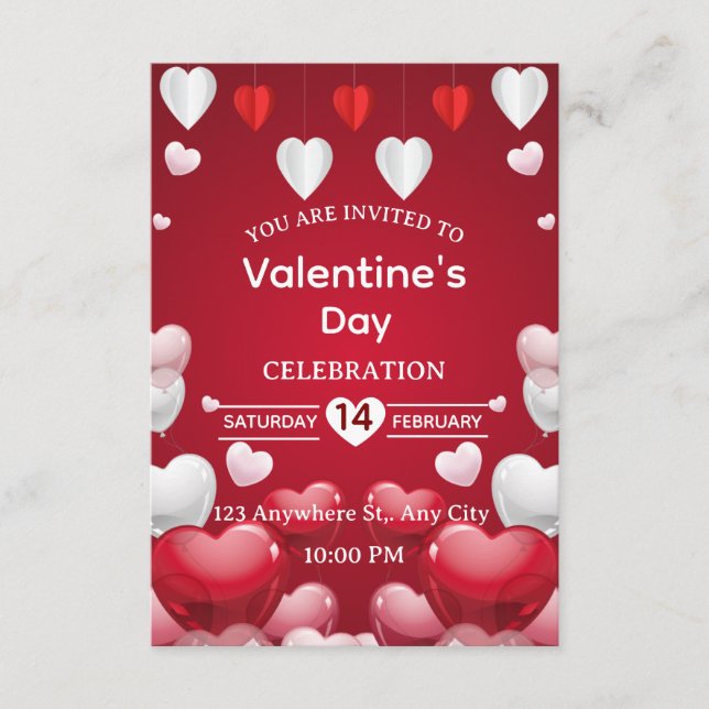 Convite Valentine's Day Invitation Card (Frente)
