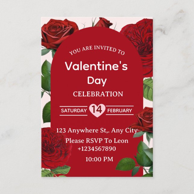Convite Valentine's Day Invitation Card (Frente)