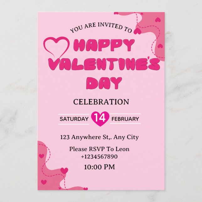Convite Valentine's Day Invitation Card (Frente)