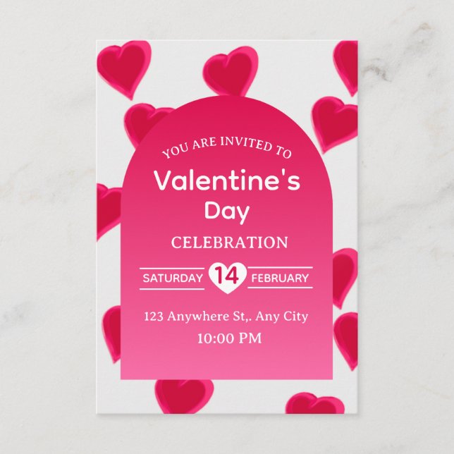 Convite Valentine's Day Invitation Card (Frente)