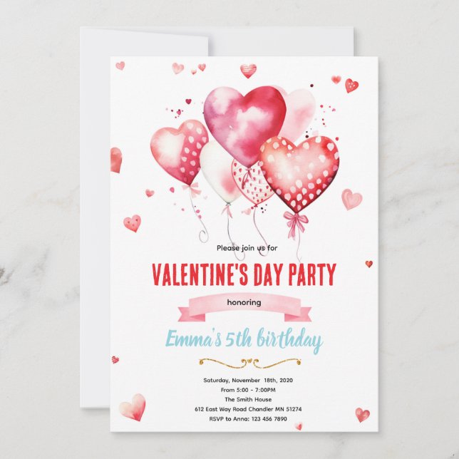 Convite Valentines day party invitation (Frente)