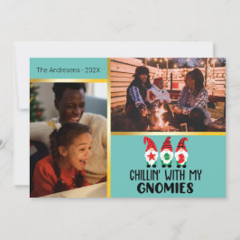 Convite Valor do Modelo de Foto de Natal Chillin com Gnomo