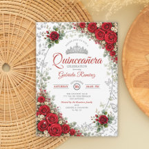 Valsa de Quinze Anos Vermelha e Prata Rosas Vermel