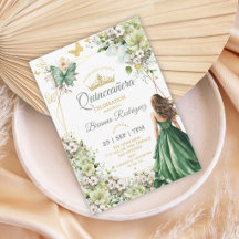 Valsa Floral Esmeralda Dourada Borboleta Quinceañe