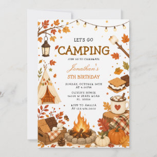 Convite Vamos acampar Aniversário S'mores Outono Floresta