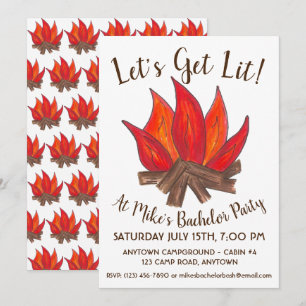 Convite Vamos Acender o Acampamento Fogo Festa de Solteirã