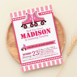 Convite Vamos! Aniversário do Skate Roller Rosa