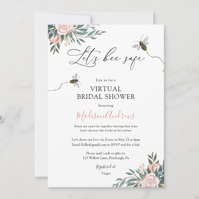 Convite Vamos Bee Safe Virtual Chá de panela (Frente)