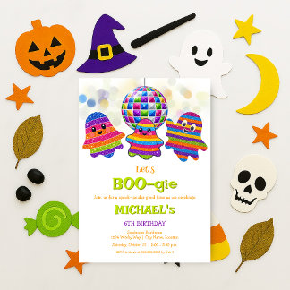 Convite Vamos BOO-gie Festa de Aniversário de Halloween Di