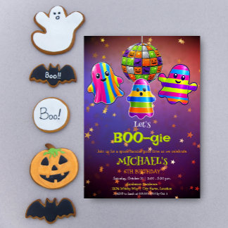 Convite Vamos BOO-gie Festa de Aniversário de Halloween Di