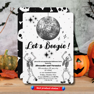 Convite Vamos Boogie! Disco Ball Skeletons Festa de Hallow