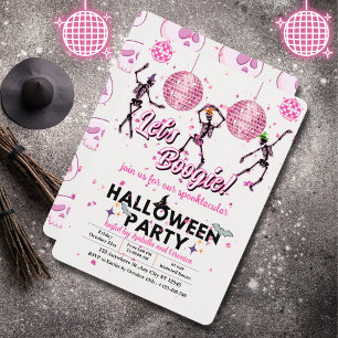 Convite Vamos Boogie Girly Skeletons Dance Disco Halloween