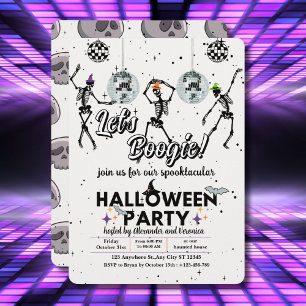 Convite Vamos Boogie Skeletons Dance Disco Festa de Hallow