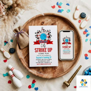 Convite Vamos Bowl! Boliche de Festa de aniversário para c