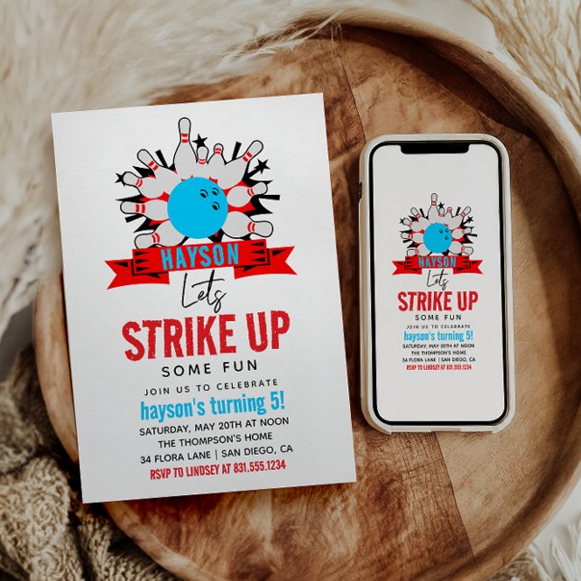 Convite Vamos Bowl! Boliche de Festa de aniversário para c (Criador carregado)