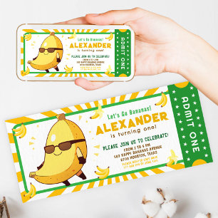 Convite Vamos Brindar com Bananas. Bilhete de aniversário