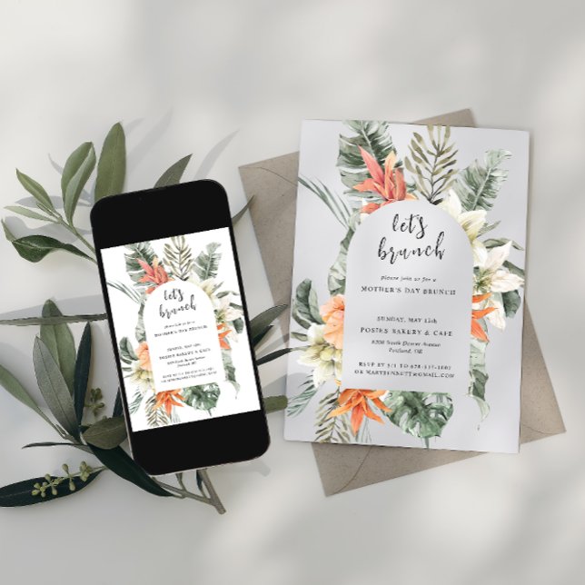 Convite Vamos Brunch | Brunch Floral Tropical do Dia das M (Criador carregado)