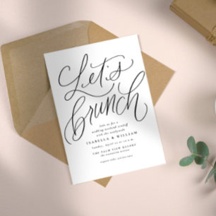Convite Vamos Brunch letra manuscrita casamento preto e br