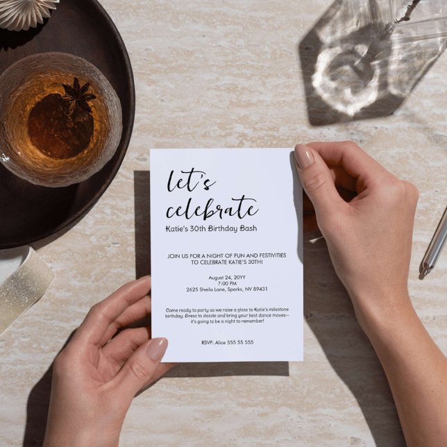 Convite Vamos celebrar a Festa de aniversário do Marco (Chic and minimalist, this invitation pairs modern typography with a personal touch...)