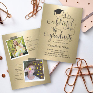 Convite Vamos Celebrar a Festa de Formatura em Dourado Met