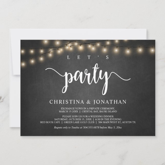 Convite Vamos celebrar, Festa de Casamento Rústico Elopeme (Frente)