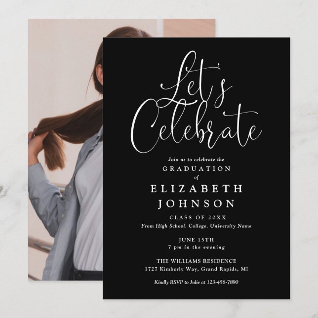 Convite Vamos Celebrar Festa de Formatura Foto Script (Frente/Verso)