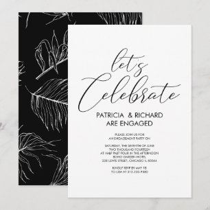 Convite Vamos Celebrar Festa de Noivado Simples e Elegante