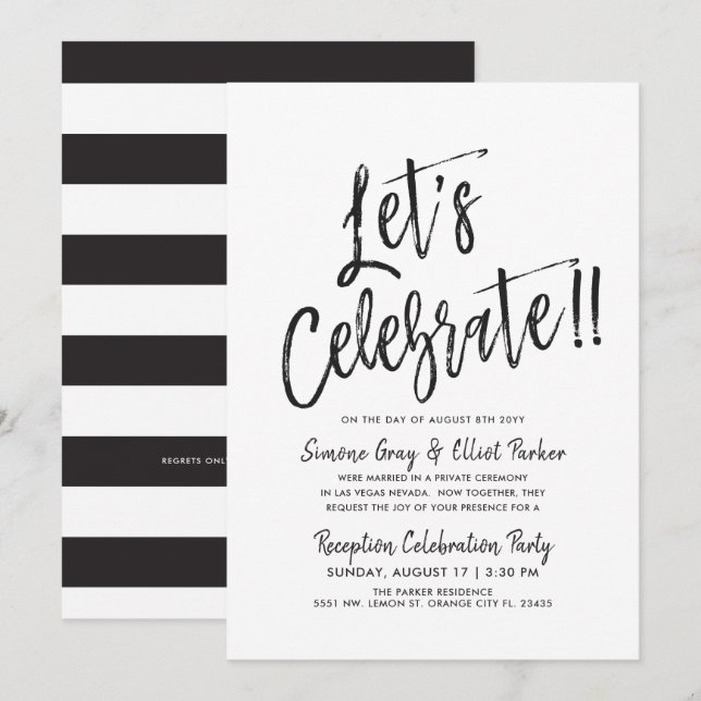 Convite Vamos Celebrar | Festa Depois do Casamento (Frente/Verso)