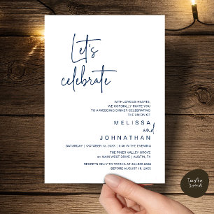 Convite Vamos Celebrar, Jantar de Festa de Casamento Intim
