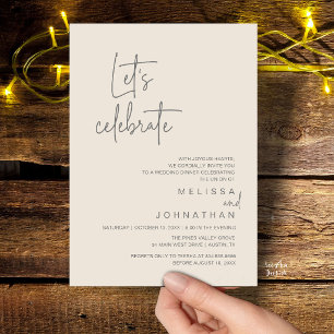 Convite Vamos Celebrar, Jantar de Festa de Casamento Intim