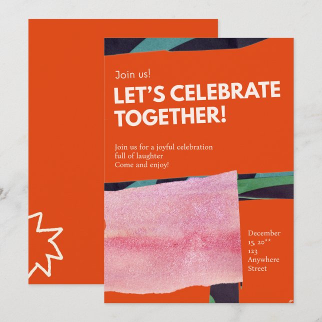 Convite Vamos Celebrar Juntos personalizado (Frente/Verso)