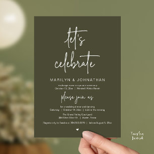 Convite Vamos Celebrar, Recepção de Casamento Minimalista