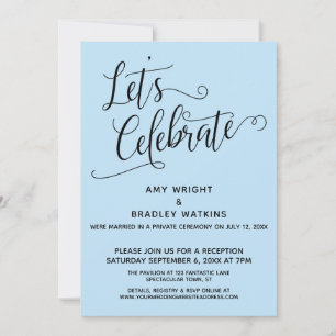 Convite Vamos Celebrar Recepção Única de Bebê Azul Elegant