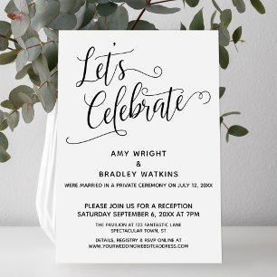 Convite Vamos Celebrar uma Recepção de Pós-Casamento Elega