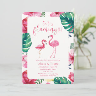 Convite Vamos Chuveiro de Bebê Estampa Floral Tropical Fla