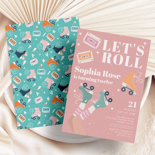 Convite Vamos Cilindro Cor-de-Rosa Festa de aniversário de (Criador carregado)