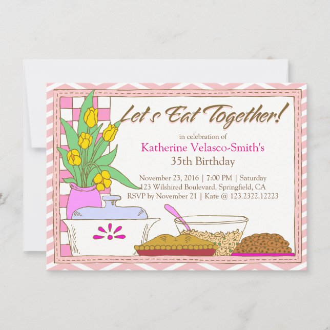 Convite Vamos come Jante ou almoço no Banquete de aniversá (Frente)